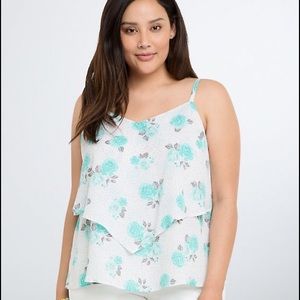FLORAL LAYERED CRISS CROSS TANK TOP